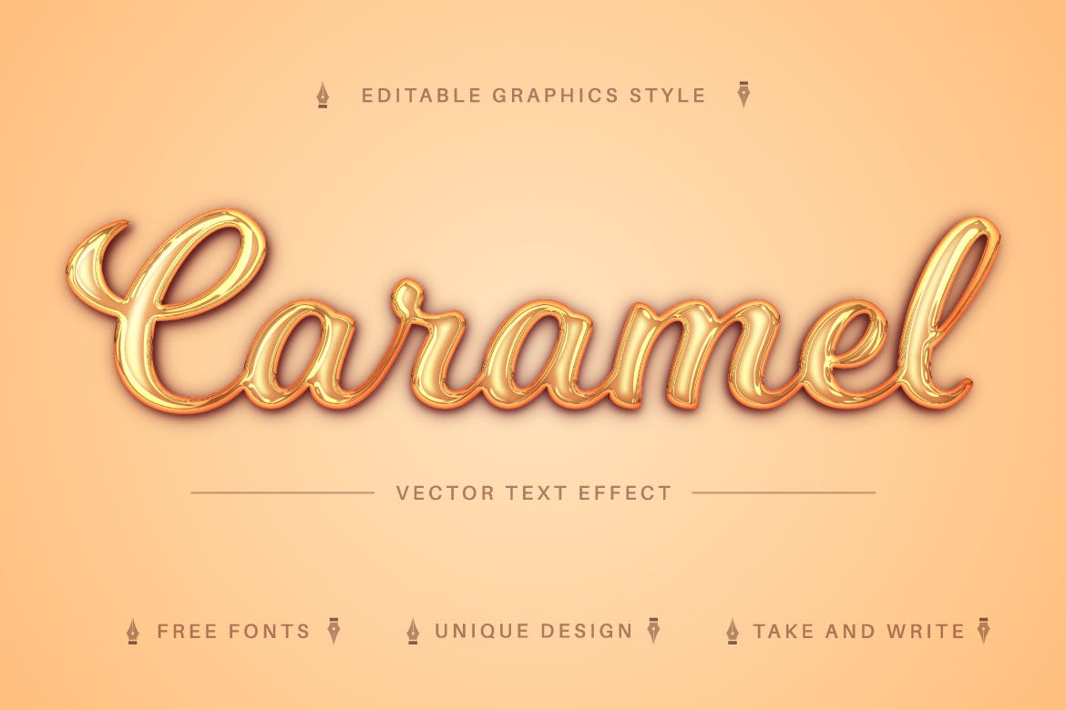 焦糖矢量文字效果字体样式 Caramel – Editable Text Effect, Font Style 插件预设 第5张
