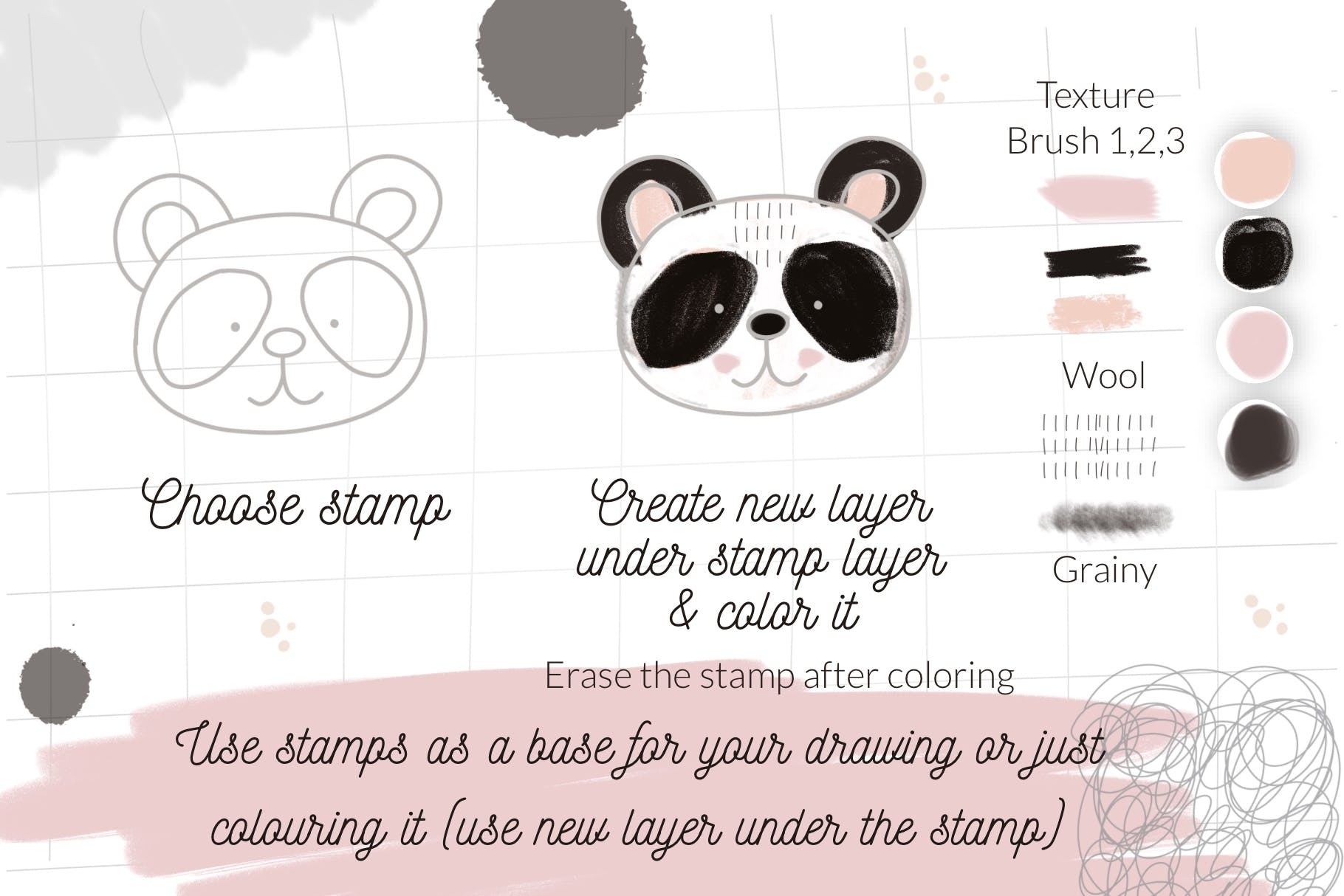 可爱的动物形状Procreate笔刷 Cute animals Procreate stamps 笔刷资源 第4张
