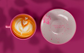 陶瓷咖啡杯托盘设计样机图 Ceramic Mugs Mockup