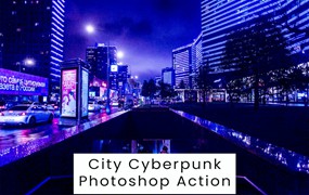 城市赛博朋克效果照片处理Photoshop动作 City Cyberpunk Photoshop Action
