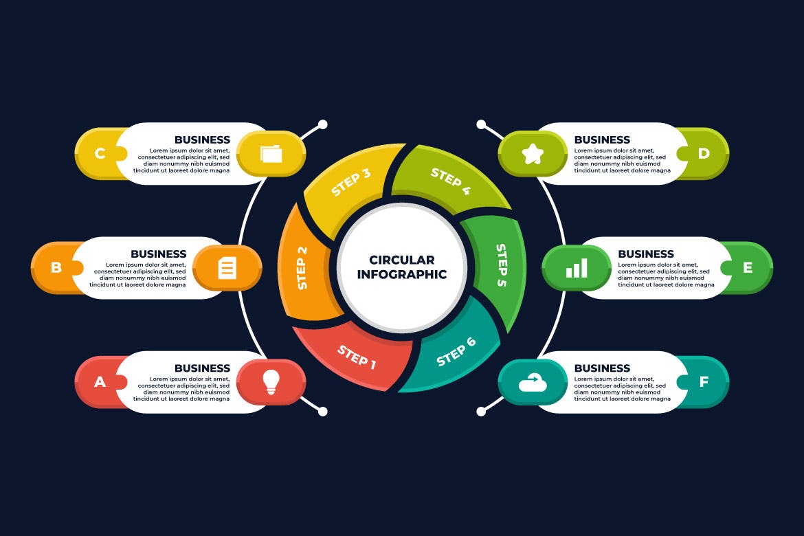 现代圆形循环商业信息图表模板 Modern Circular Business Infographic 幻灯图表 第1张