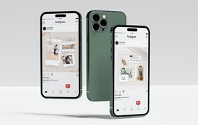 绿色iPhone 14 Pro手机样机图 Iphone 14 Pro Mockup