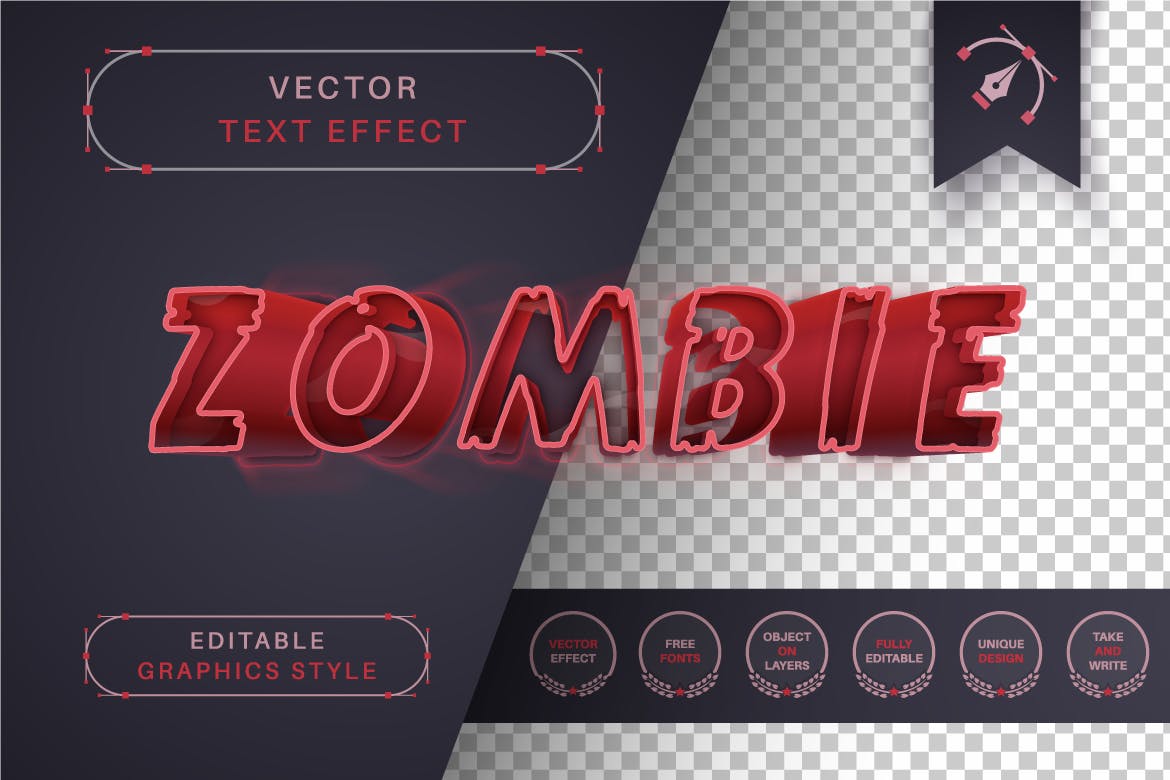 红色恐怖矢量文字效果字体样式 Horror Stroke – Editable Text Effect, Font Style 插件预设 第4张