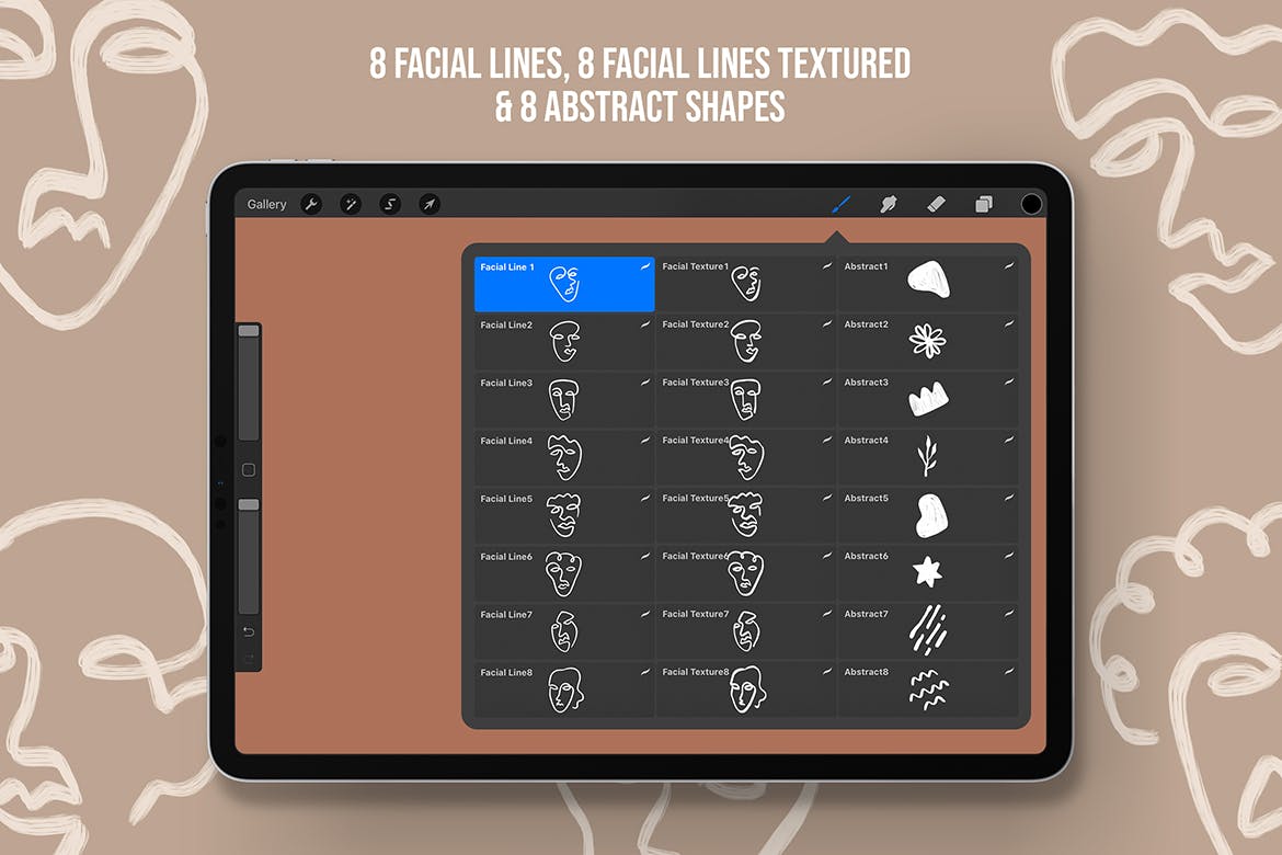 Procreate脸部线条笔刷 Procreate Facial Line Brushes 笔刷资源 第5张