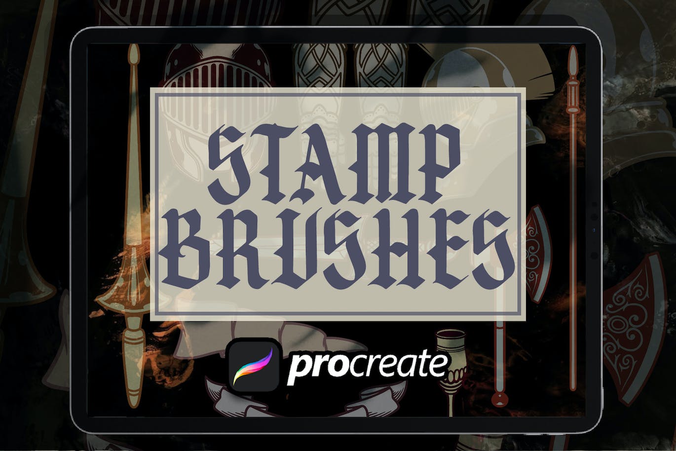 骑士标志Procreate印章绘画笔刷素材 Heraldic Logo Knight Stamp Brush Procreate 笔刷资源 第2张
