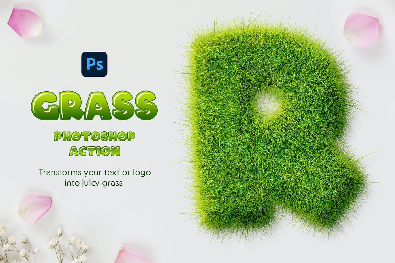 草地效果文字处理ps动作 Grass Photoshop Action 插件预设 第1张