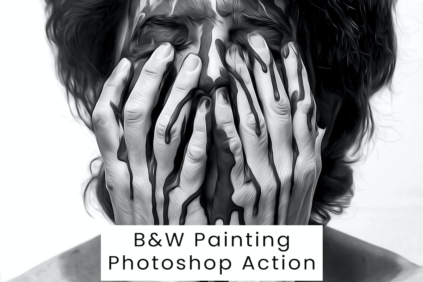 黑白绘画效果照片处理ps动作 B&W Painting Photoshop Action 插件预设 第1张