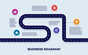 路线图时间轴商业信息图表模板 Roadmap Timeline Business Infographic Template