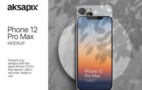 高质量IPhone 12手机场景带光影PSD样机 iPhone 12 Pro Max Mockup V.01