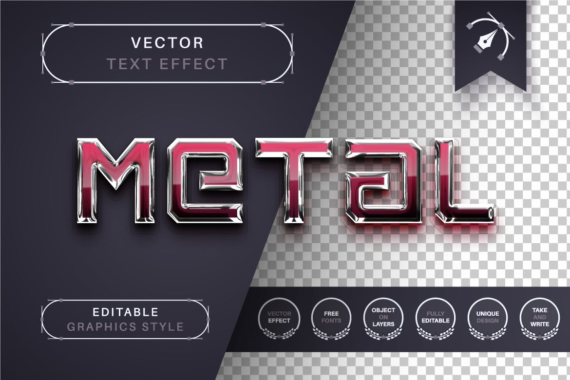 水晶不锈钢矢量文字效果字体样式 Reflect Steel – Editable Text Effect, Font Style 插件预设 第5张