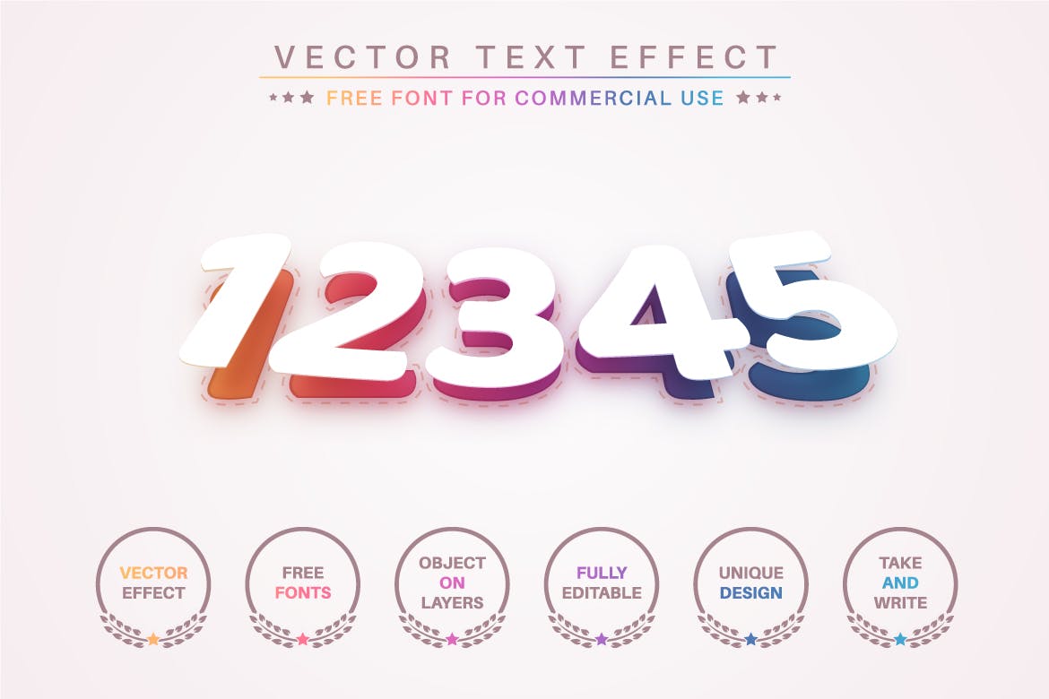 彩虹色矢量文字效果字体样式 Rainbow Color – Editable Text Effect, Font Style 插件预设 第5张