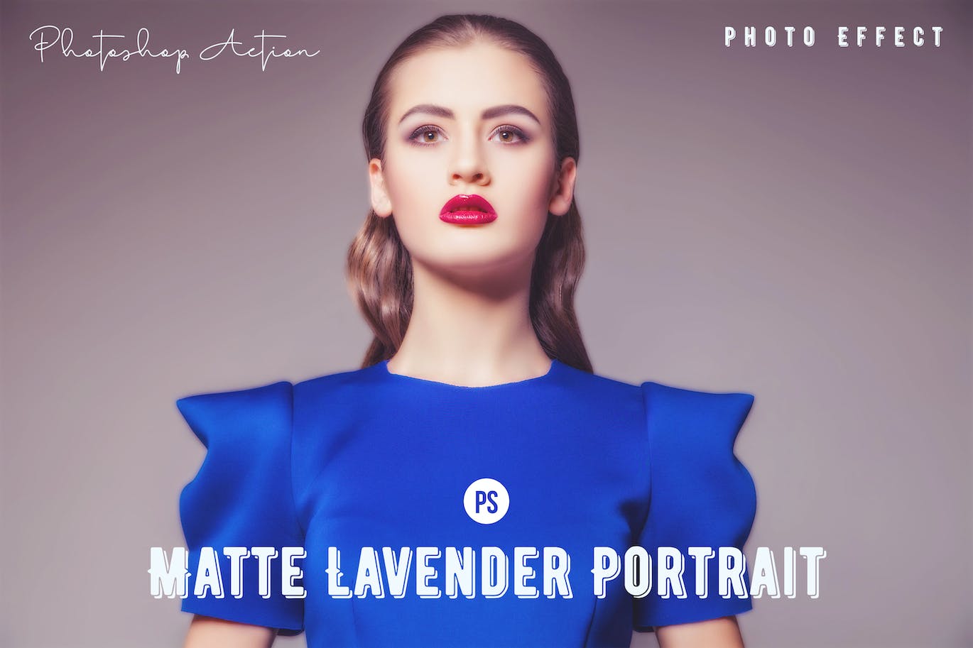 哑光淡紫色人像效果PS动作模板 Matte Lavender Portrait Photoshop Action 插件预设 第1张