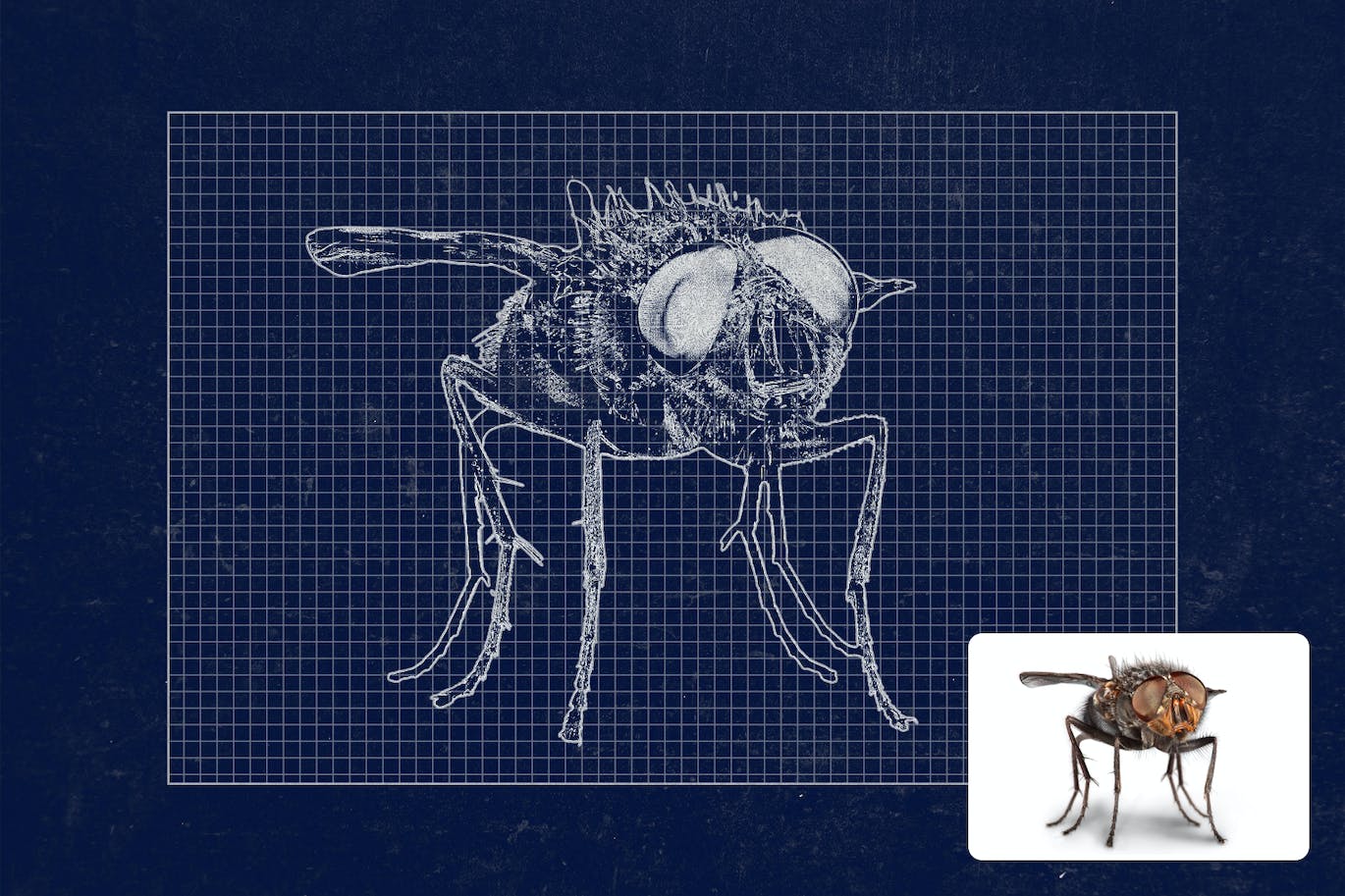 设计蓝图效果PS动作模板 Fake Blueprint Photoshop Action 插件预设 第2张