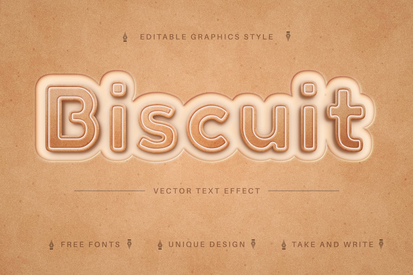 曲奇饼干矢量文字效果字体样式 Biscuit – Edit Text Effect, Editable Font Style 插件预设 第1张