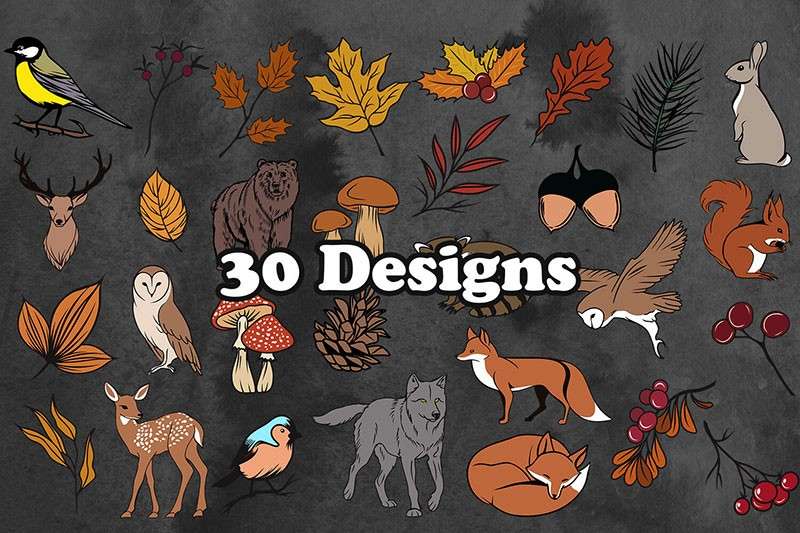 30个秋天和动物图案PS笔刷 笔刷资源 第3张
