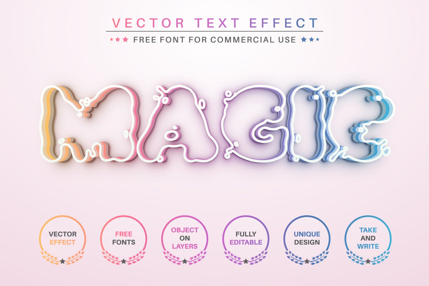 神奇彩虹矢量文字效果字体样式 Magic Rainbow – Editable Text Effect, Font Style 插件预设 第1张
