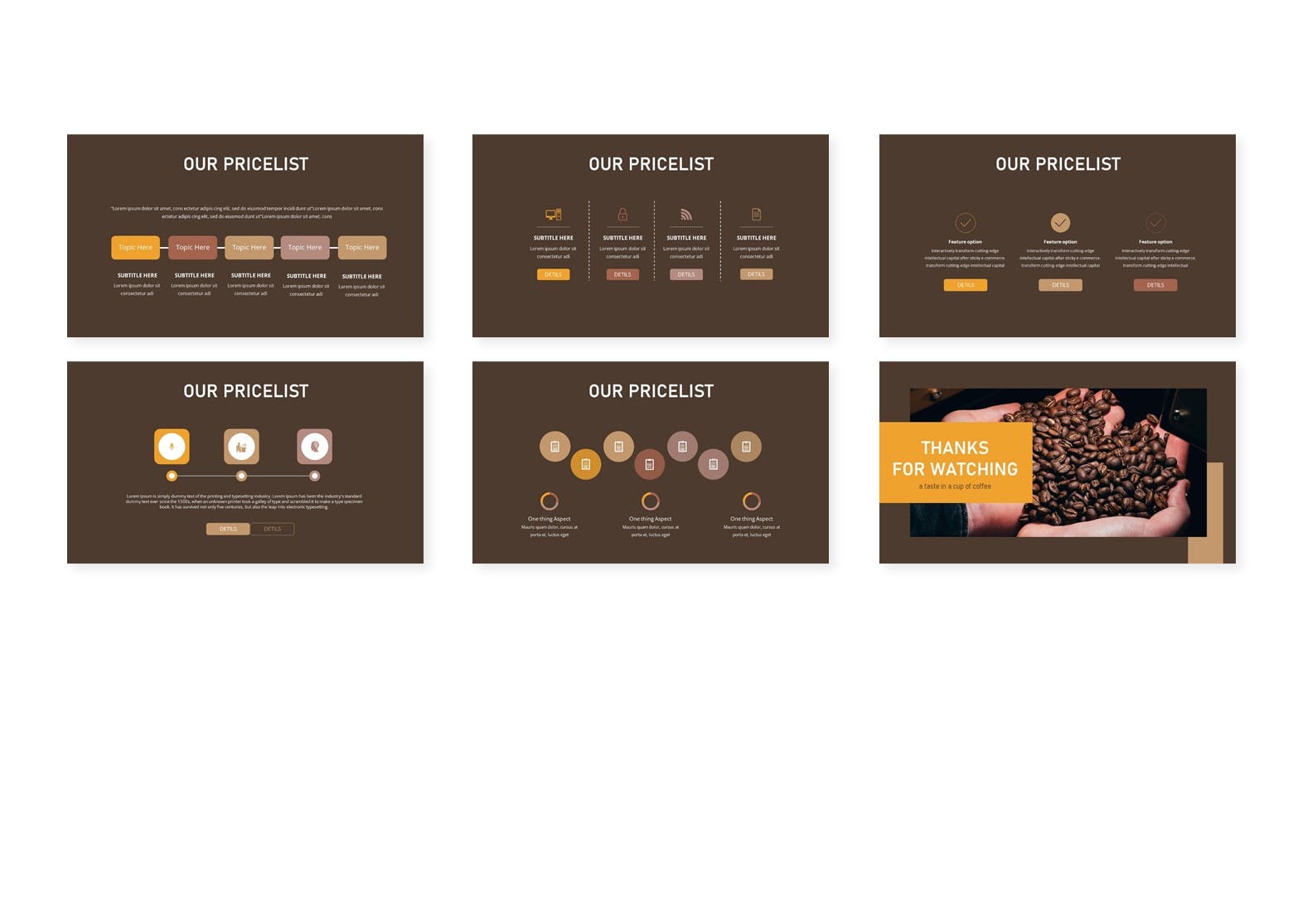 咖啡品牌棕色PPT演示文稿 Coffee More – Powerpoint Template 幻灯图表 第4张