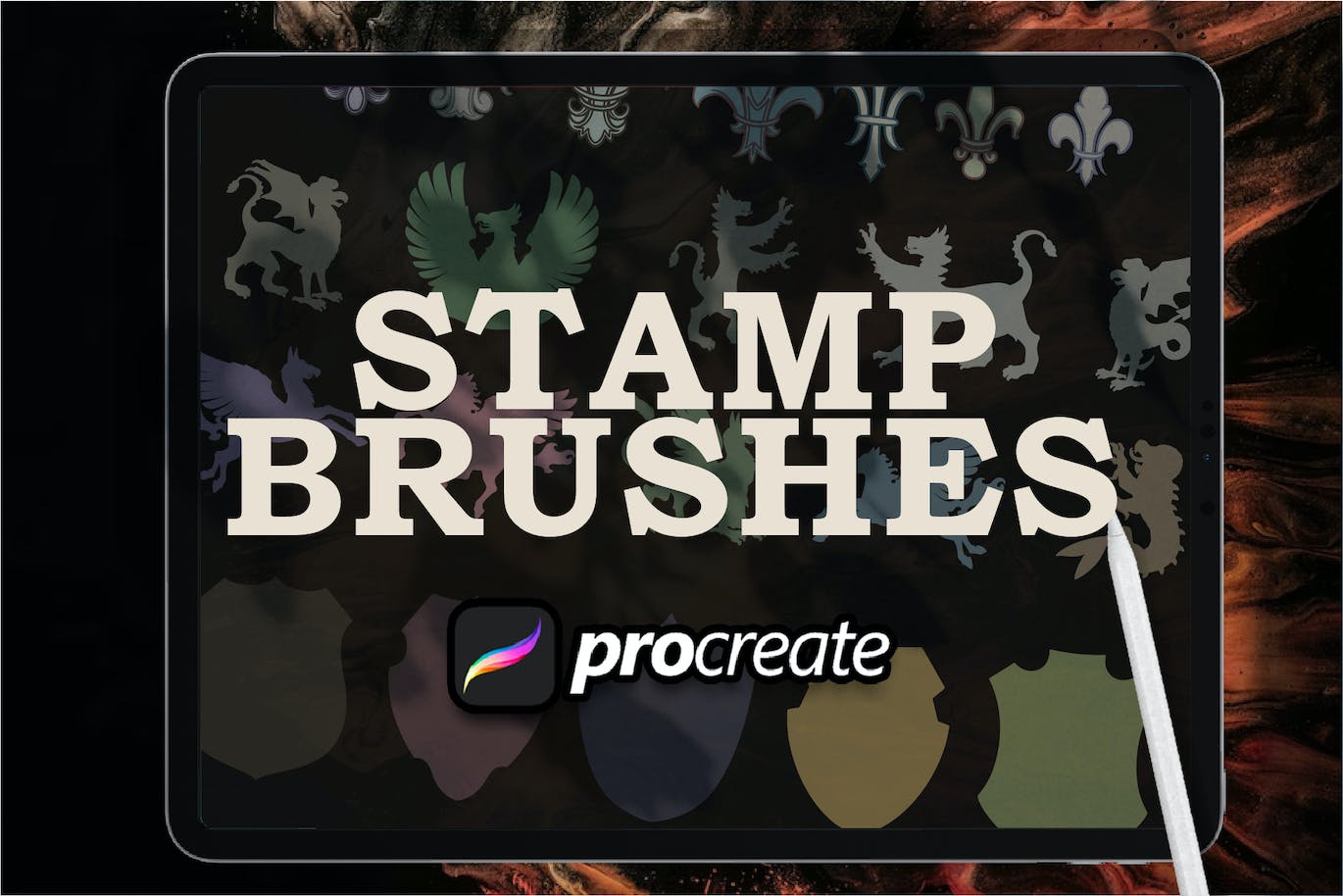 中世纪元素Procreate印章绘画笔刷素材 Heraldic Element Stamp Brush Procreate 笔刷资源 第2张