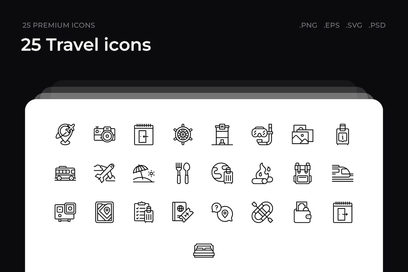 25枚旅行主题简约线条矢量图标 25 Travel icons 图标素材 第1张