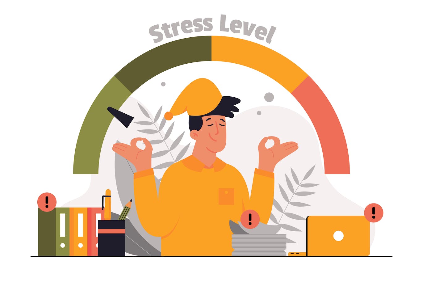 压力管理概念平面插画 Stress Management Concept – Flat Illustration 图片素材 第1张