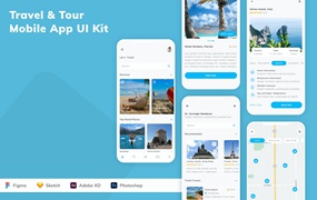 旅游和旅行应用程序App设计UI工具包 Travel & Tour Mobile App UI Kit