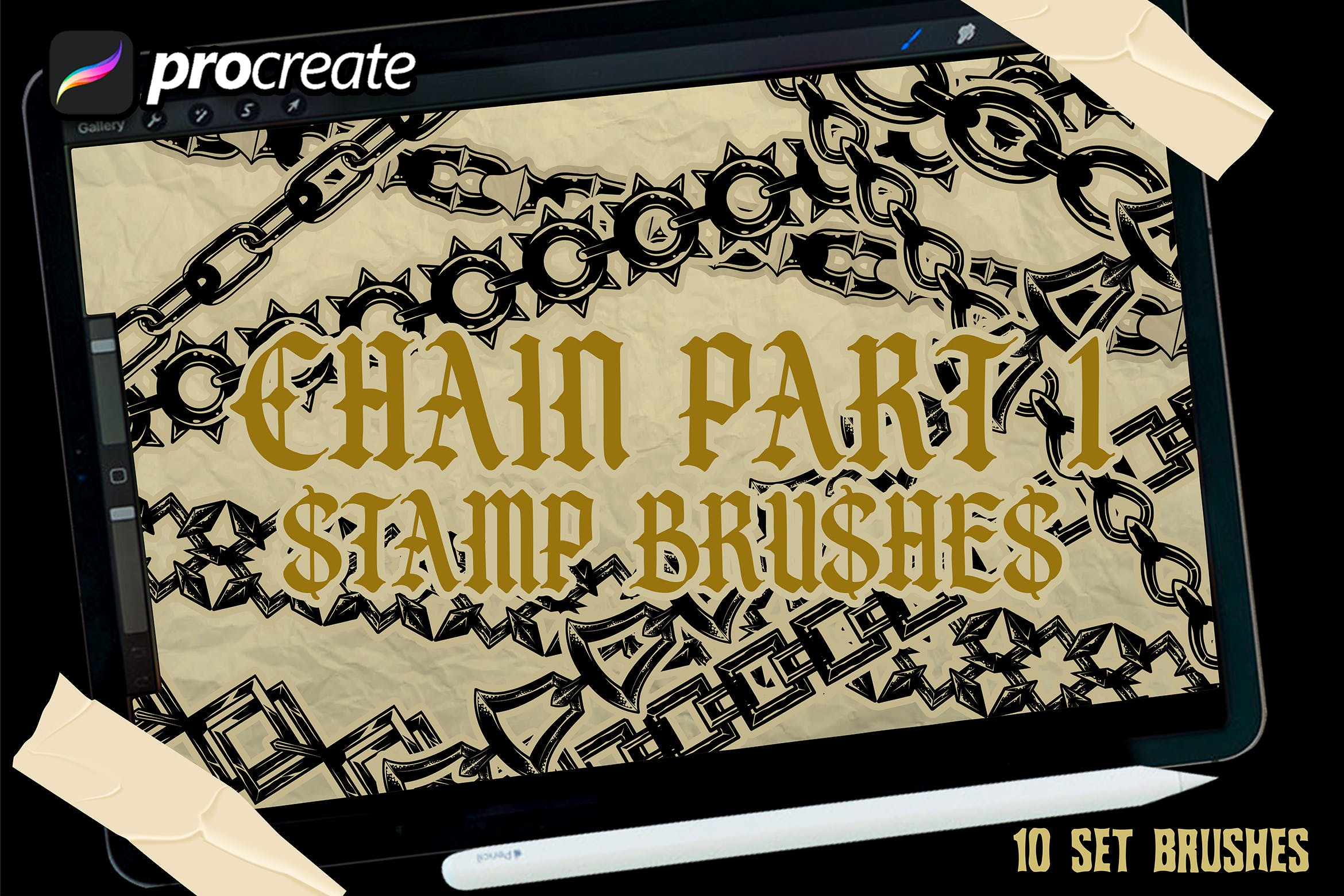链条Procreate绘画笔刷素材#1 chain brush procreate #1 笔刷资源 第1张