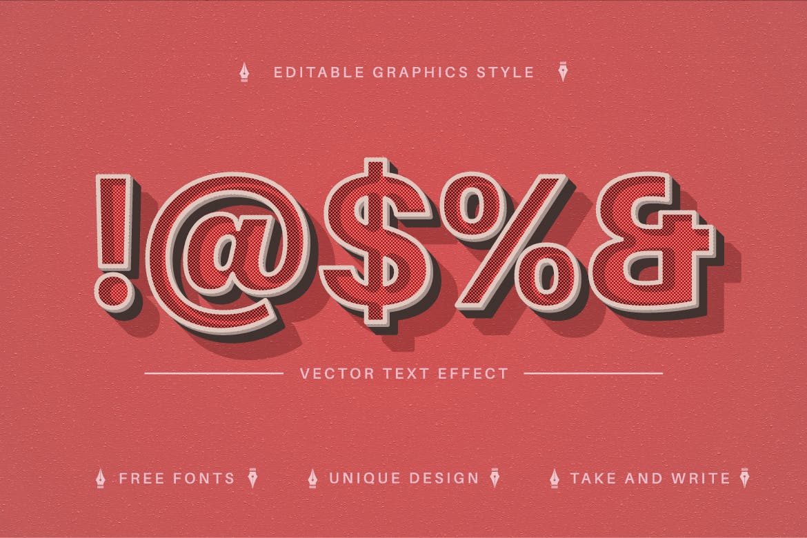 复古红色矢量文字效果字体样式 Red Retro – Editable Text Effect, Font Style 插件预设 第5张