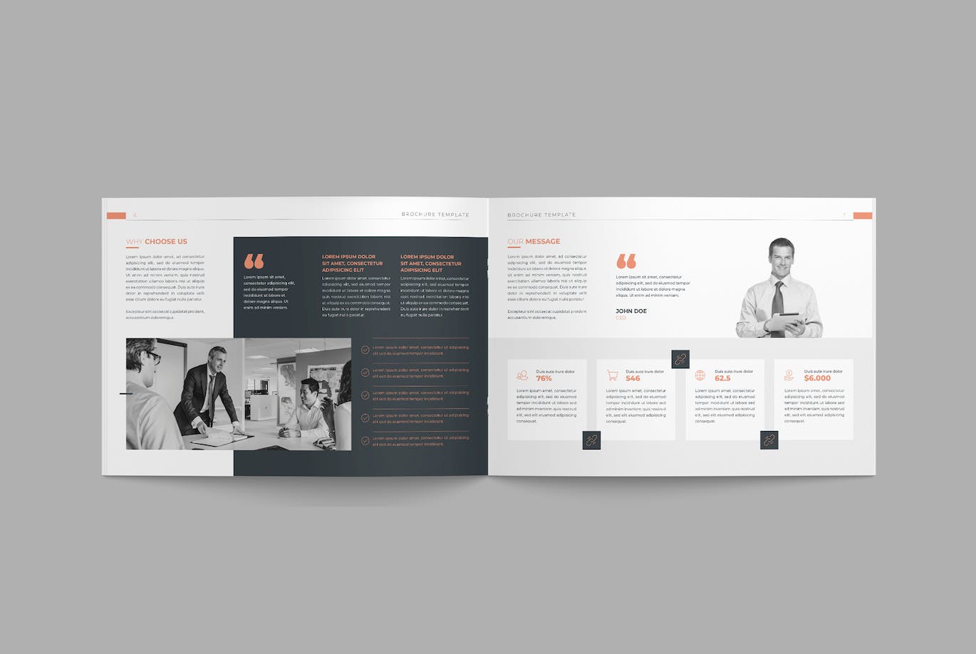 公司简介横版杂志版式设计模板 Company Profile Landscape Brochure 幻灯图表 第9张