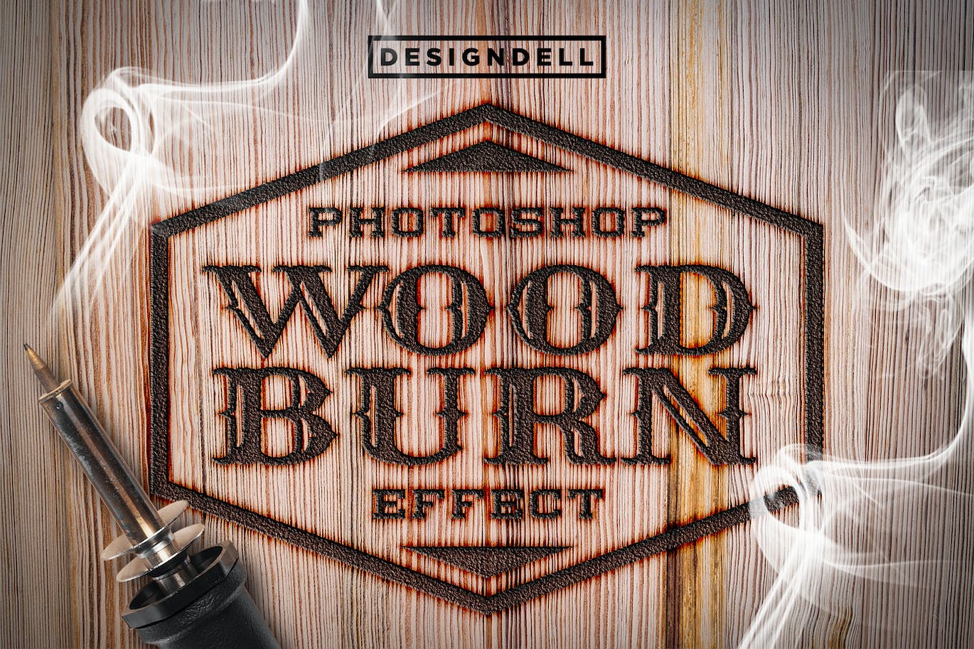 木材燃烧PS文本效果模板 Wood Burn Photoshop Effect 插件预设 第1张