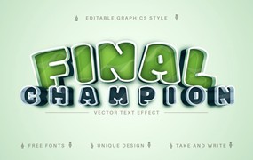 绿草纹理矢量文字效果字体样式 Champion – Editable Text Effect, Font Style