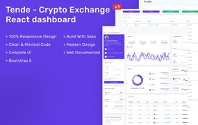 加密货币交易所React仪表板模板 Tende – Cryptocurrency Exchange React Dashboard
