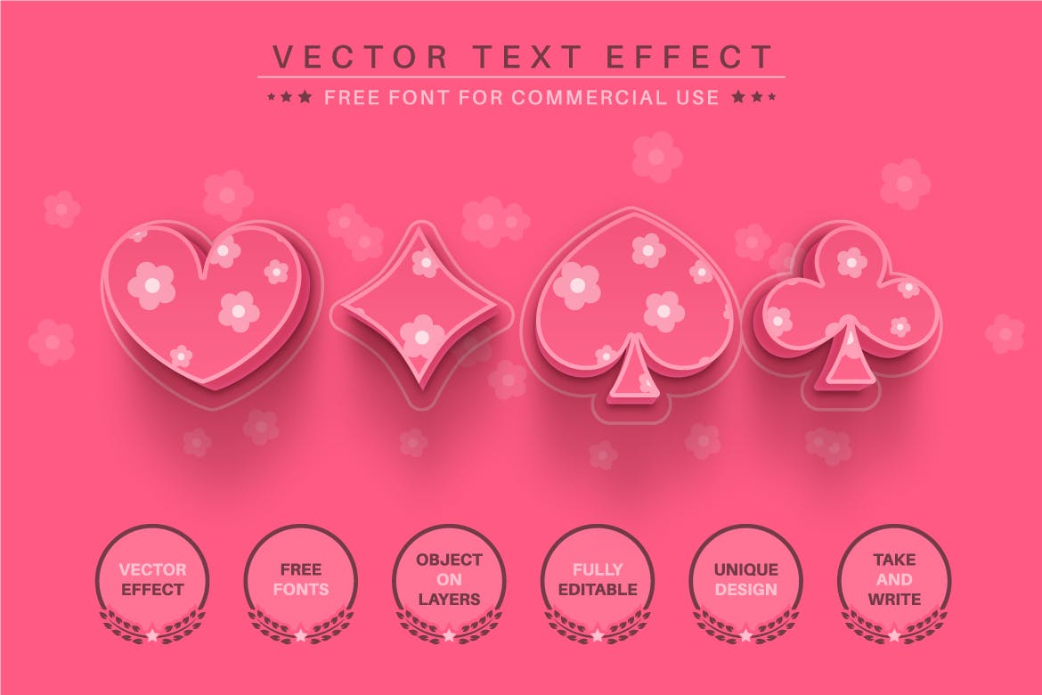 粉红花卉矢量文字效果字体样式 Pink Flower – Editable Text Effect, Font Style 插件预设 第4张
