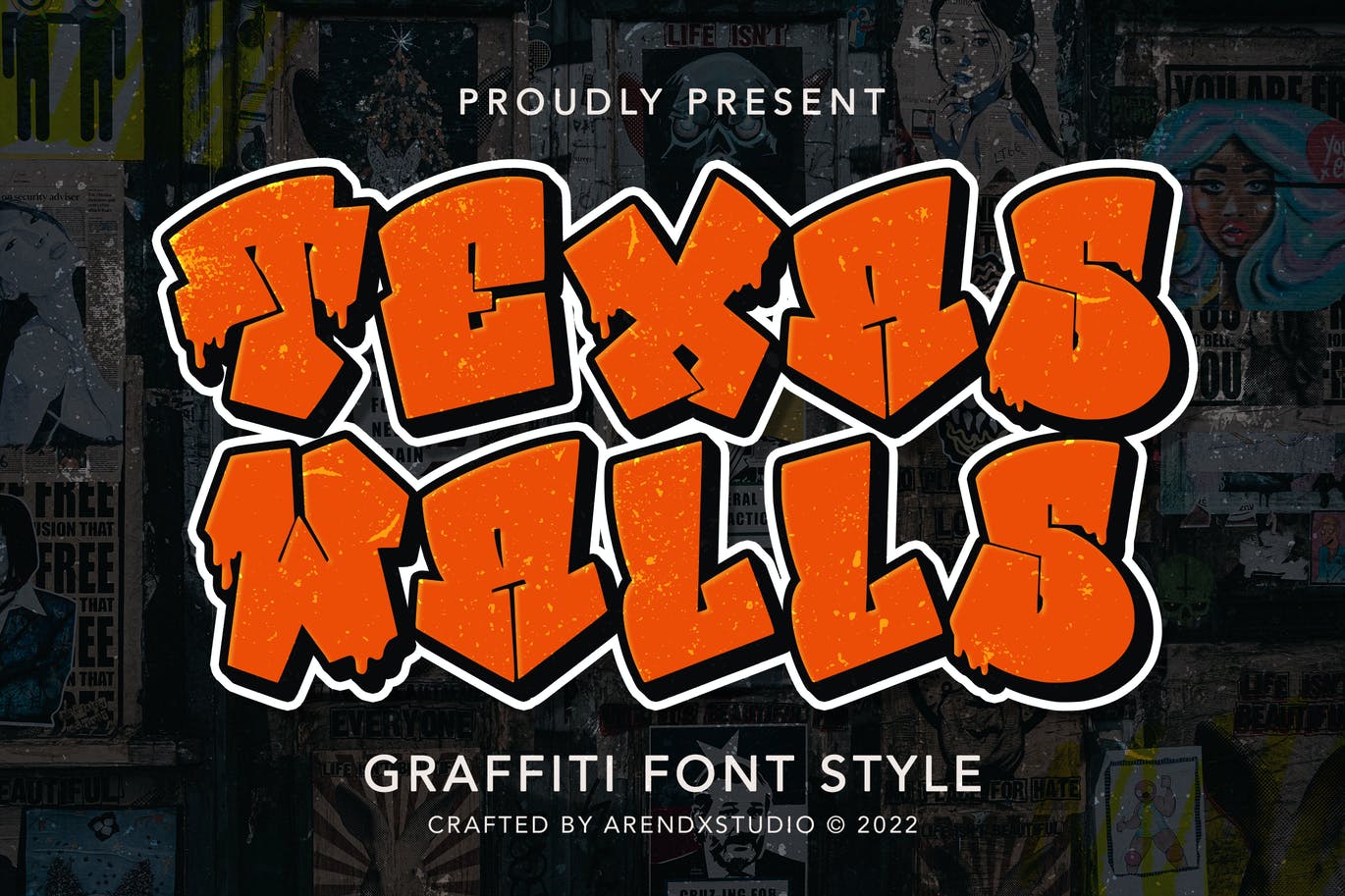 街头艺术涂鸦风格字体 Texas Walls – Graffiti Font Style 设计素材 第1张