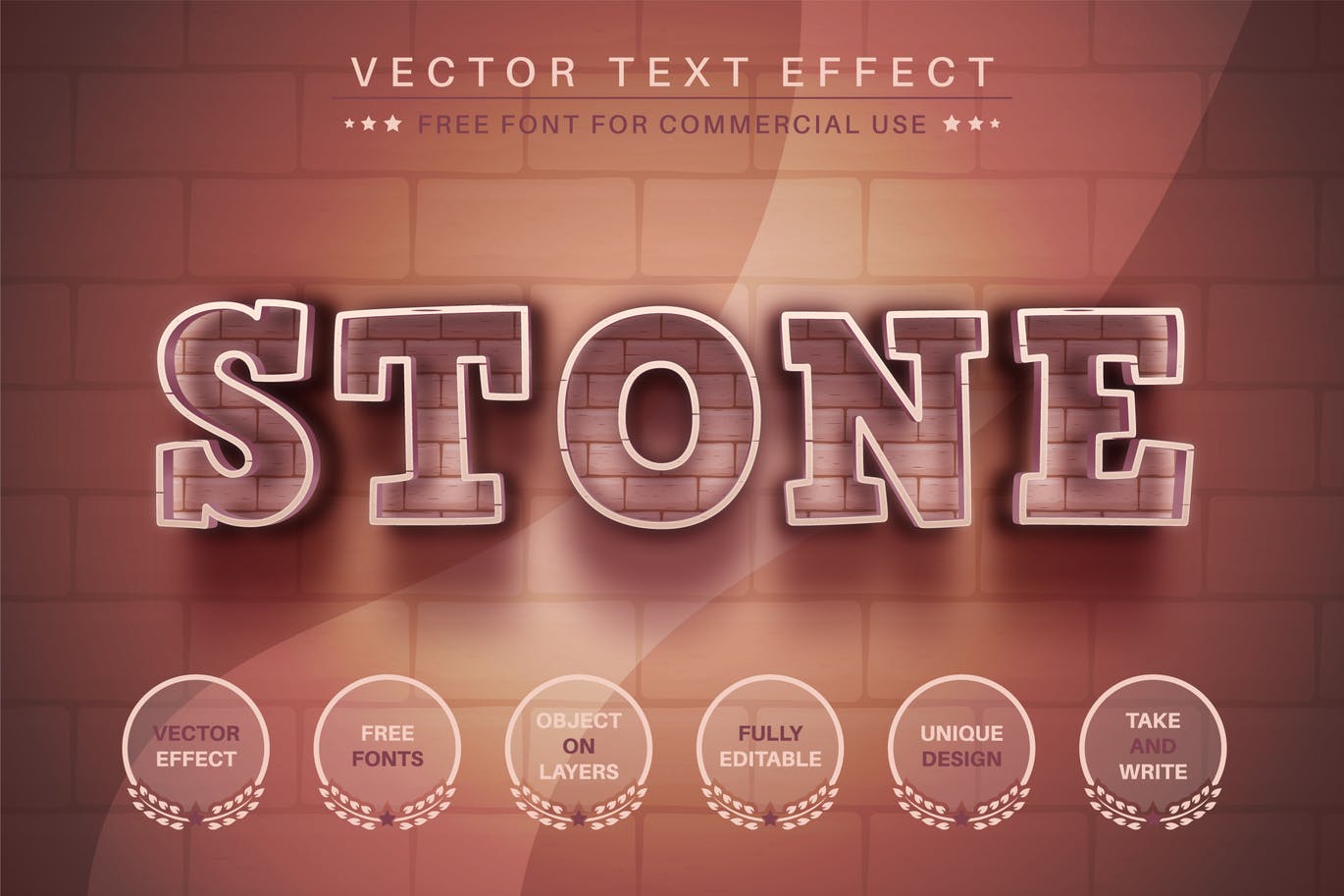砖石纹理矢量文字效果字体样式 Brick Stone – Editable Text Effect, Font Style 插件预设 第1张