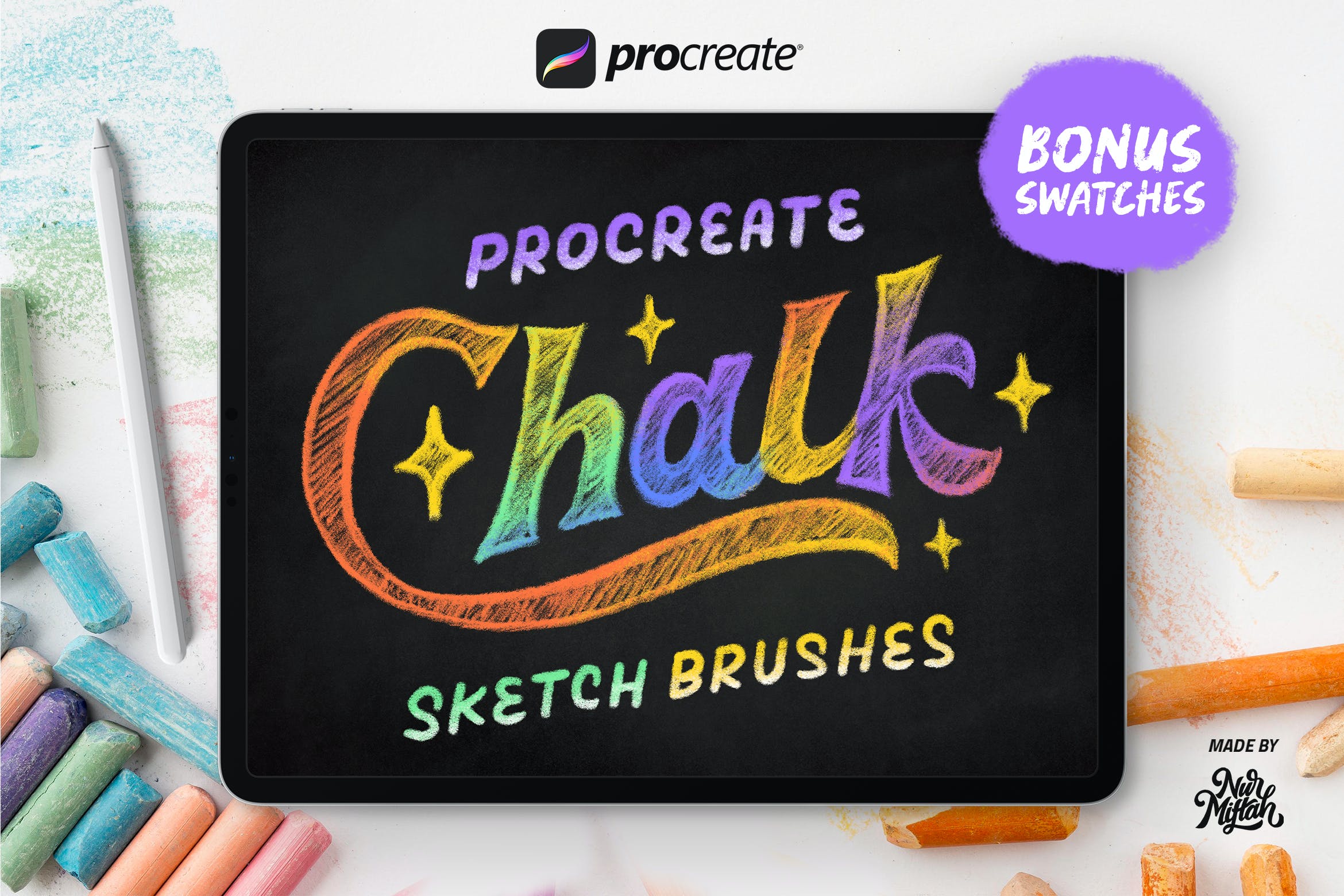 Procreate粉笔素描笔刷 Procreate Chalk Sketch Brushes 笔刷资源 第1张