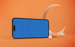 3D斋月元素背景iPhone 14 Pro手机样机 Ramadan iPhone 14