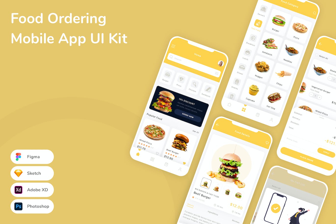 食品订购App应用程序UI工具包素材 Food Ordering Mobile App UI Kit APP UI 第1张