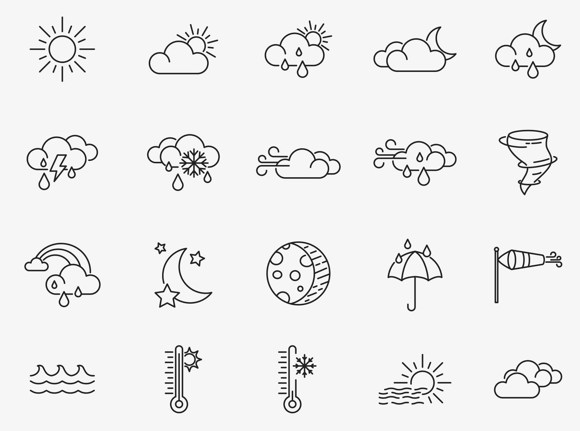 80个天气矢量图标 80 Weather Vector Icons 图标素材 第4张