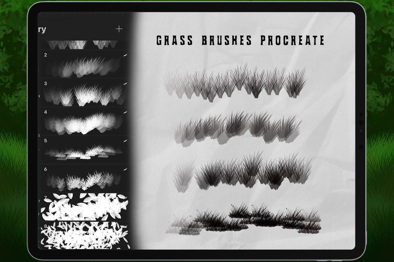 绿草Procreate绘画笔刷素材 Dans Grass Brush Procreate 笔刷资源 第3张
