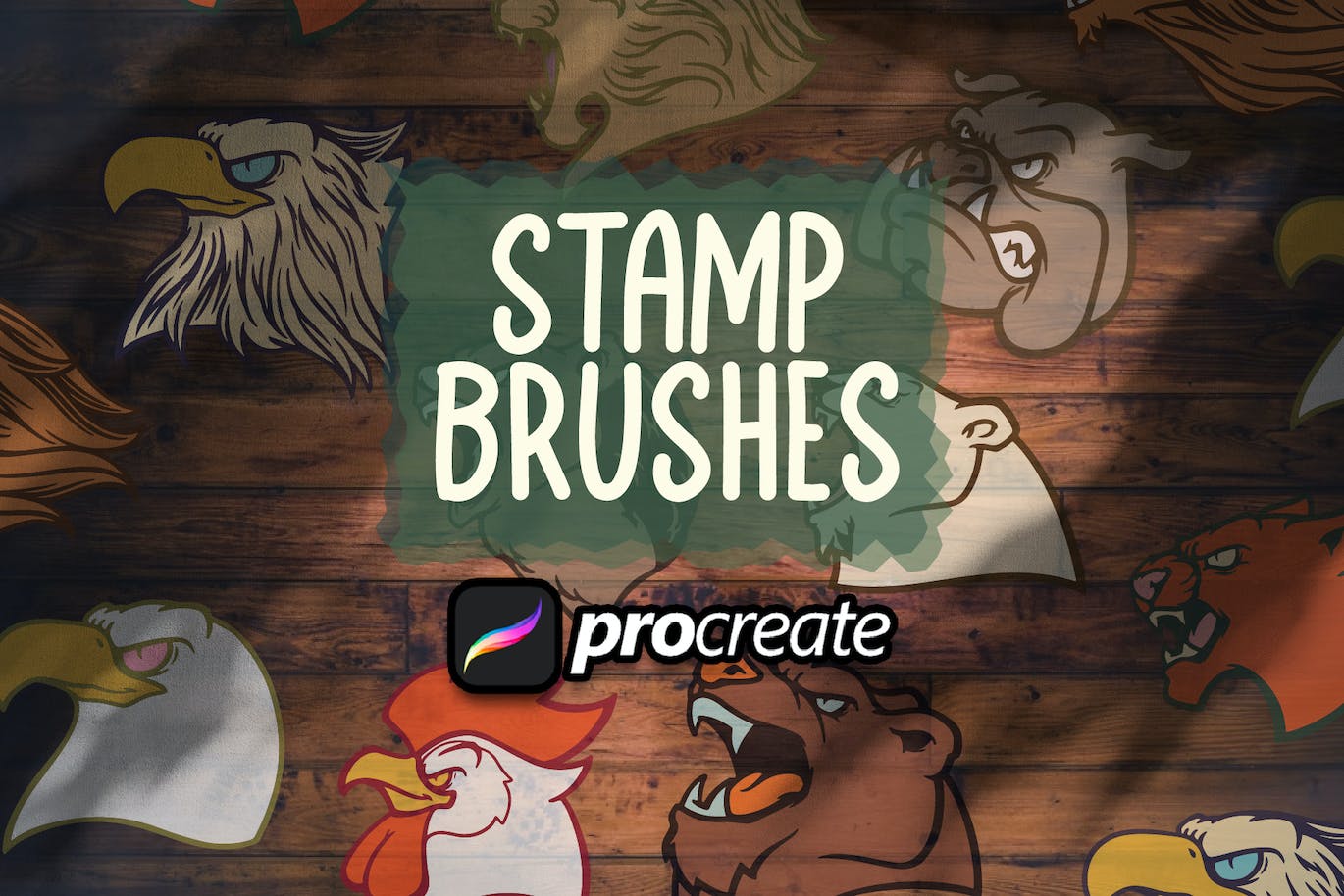 吉祥物头像Procreate印章绘画笔刷素材 Mascot Head Stamp Brush Procreate 笔刷资源 第1张