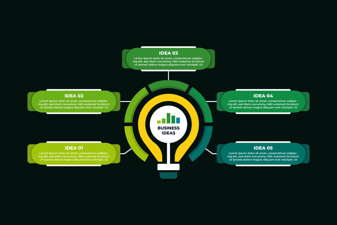 绿色能源电力灯泡信息图表模板 Green Energy Power Lightbulb Infographic 幻灯图表 第1张