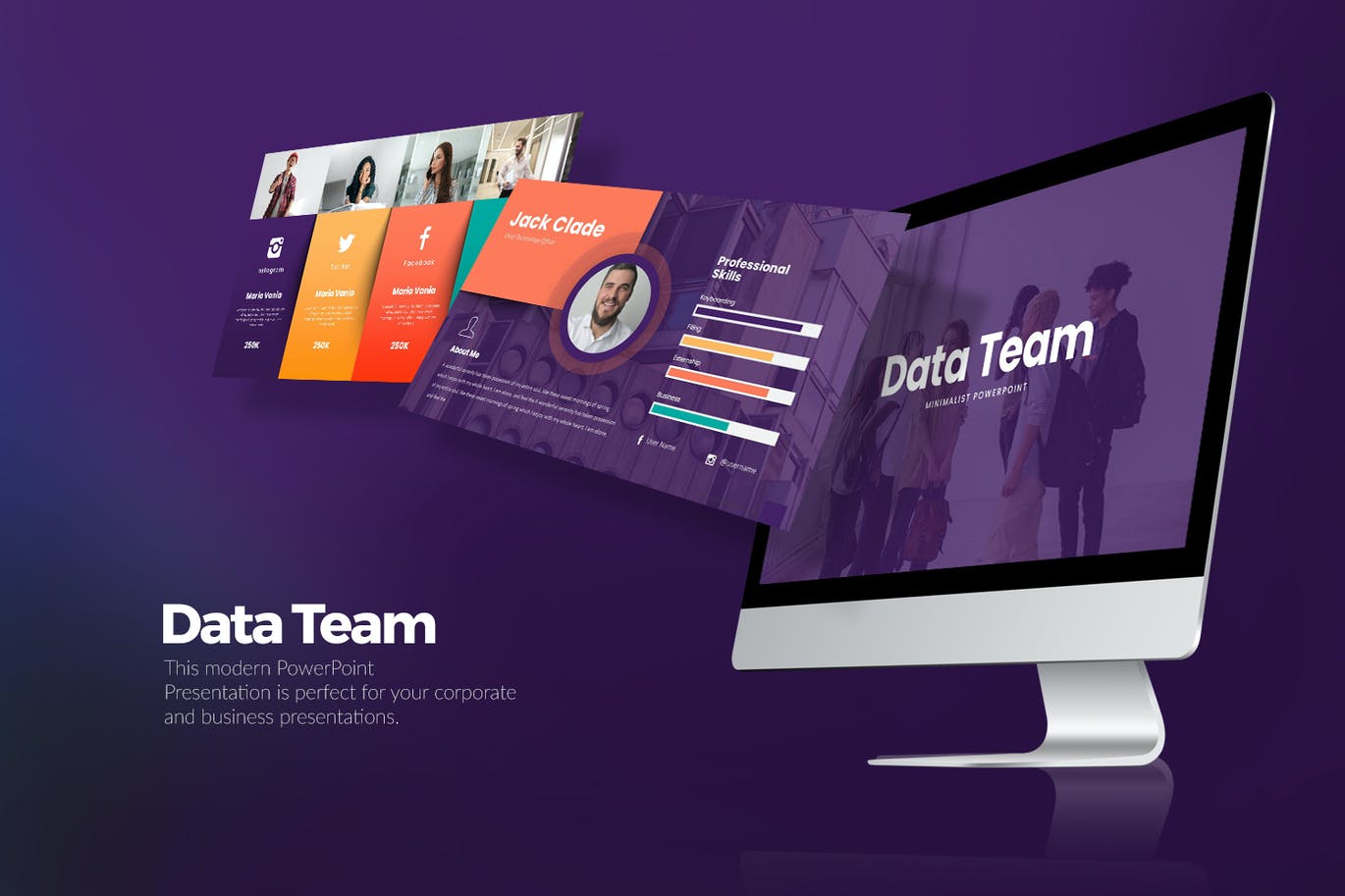 数据团队PPT幻灯片模板下载 Data Team PowerPoint Presentation 幻灯图表 第1张