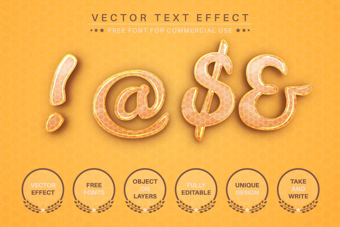 蜂蜜蜂窝矢量文字效果字体样式 Honey – Editable Text Effect, Font Style 插件预设 第2张