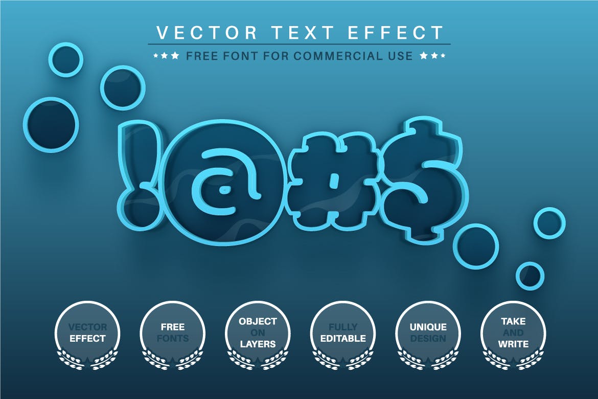 蓝色水滴矢量文字效果字体样式 Drop Water – Editable Text Effect, Font Style 插件预设 第2张