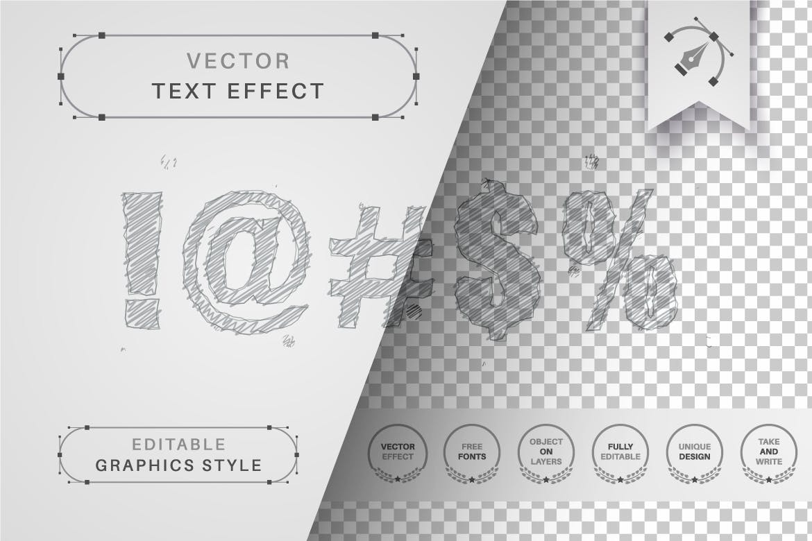 铅笔绘图矢量文字效果字体样式 Pencil Drawing – Editable Text Effect, Font Style 插件预设 第6张