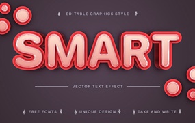 3D玻璃矢量文字效果字体样式 Smart Glasses – Editable Text Effect, Font Style