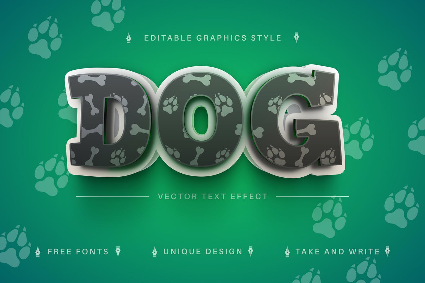 宠物狗元素矢量文字效果字体样式 Pet Animal Dog – Editable Text Effect, Font Style 插件预设 第1张