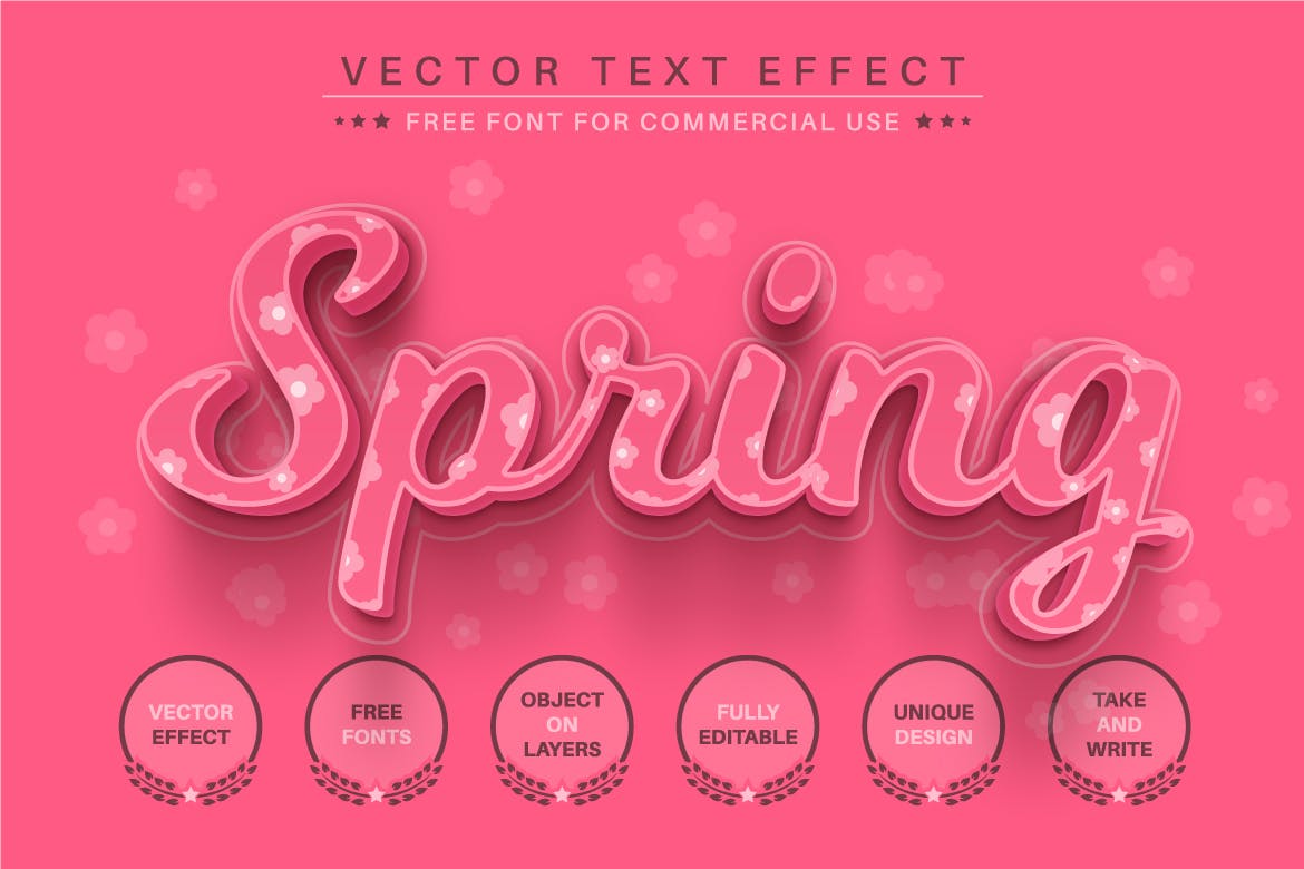 粉红花卉矢量文字效果字体样式 Pink Flower – Editable Text Effect, Font Style 插件预设 第3张