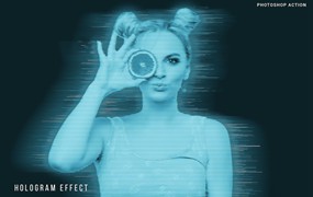 全息图技术效果PS动作模板 Hologram Effect Photoshop Action