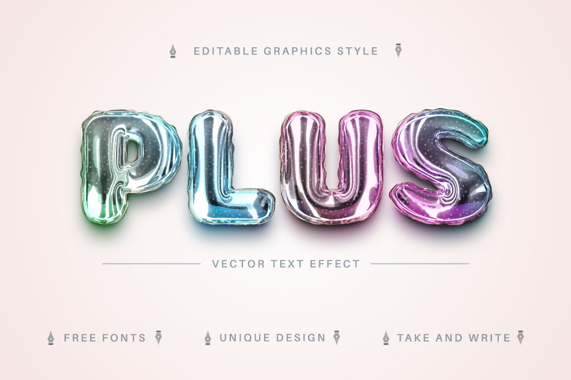 全息气球矢量文字效果字体样式 Bubble Holo – Editable Text Effect, Font Style 插件预设 第5张
